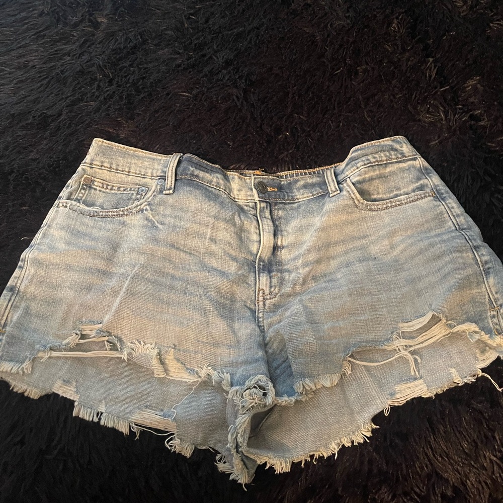 Aerie Light Blue Distressed Jean Shorts